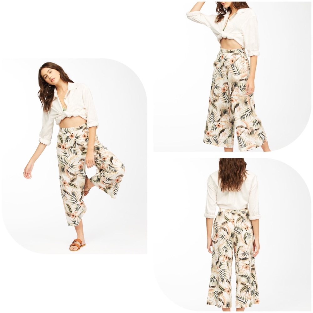 Billabong Sunset Beach Cropped Wide-Leg Floral Pants